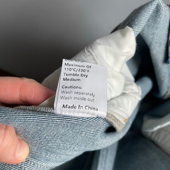 Commense Blue Wide Leg Jeans Red Track Stripe NWT sz XL 100% Cotton Minimalist - Picture 4 of 10